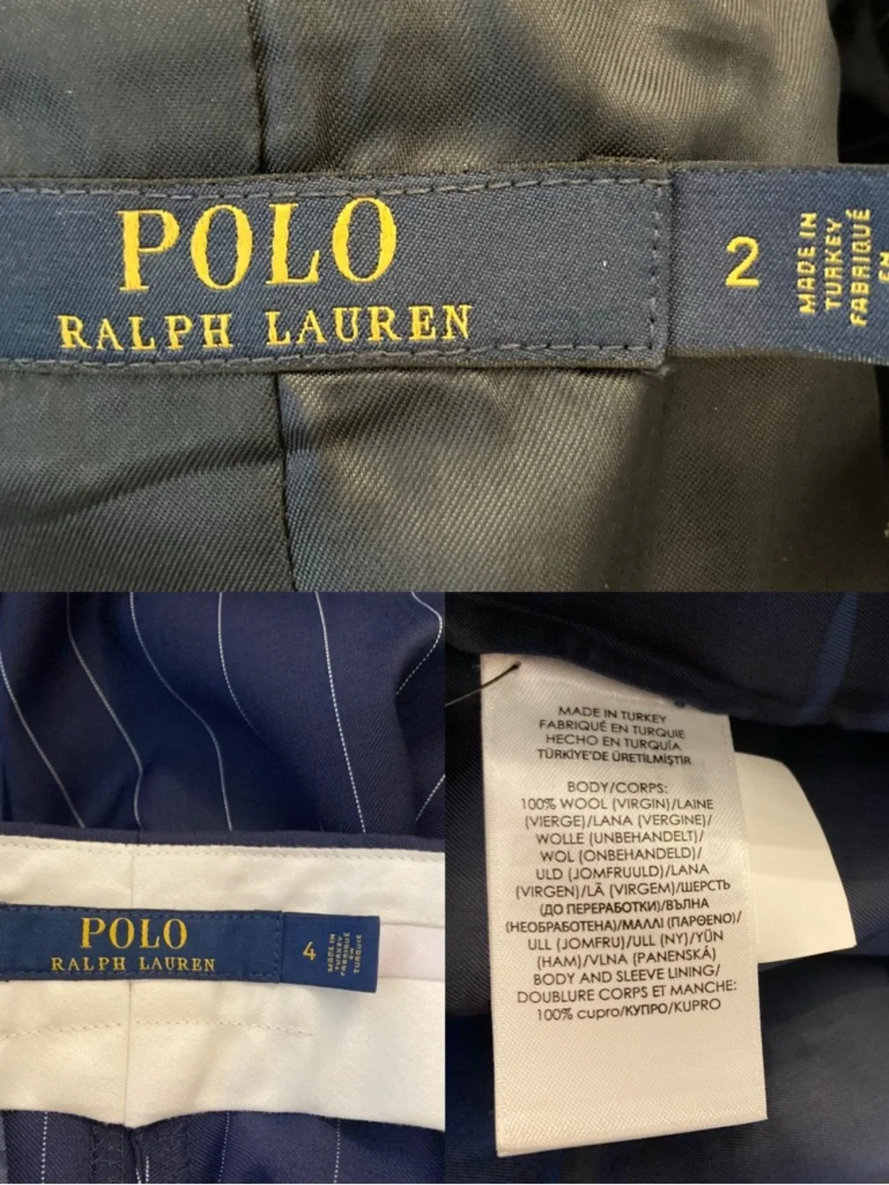 POLO RALPH LAUREN Suit Virgin Wool Navy Blue Pinstripe
